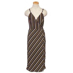 LUNIK Dress Wrap Olive Green Orange Blue Stripes Size Large